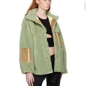 Sandy Liang Fleece/ Sherpa Jacket in Sage and Camel